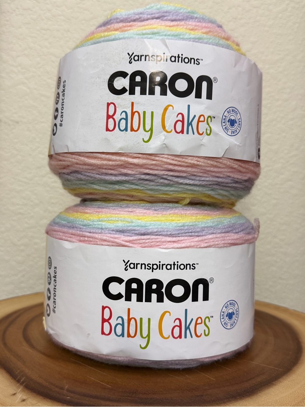 Yarnspirations Caron Baby Cakes 55033 Candy Hearts Set of 2 Pastel Yarn NWT